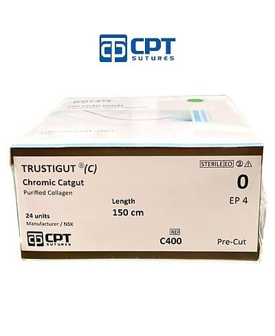 Chỉ phẫu thuật tự tiêu Chromic CPT C400 số 0, dài 150cm, không kim