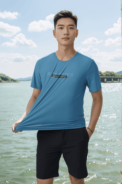 Bộ áo phông nam thể thao in ngực Tezo 25APOH037 - Quần đùi gió nam thể thao Ultra short Tezo 24QDGT008