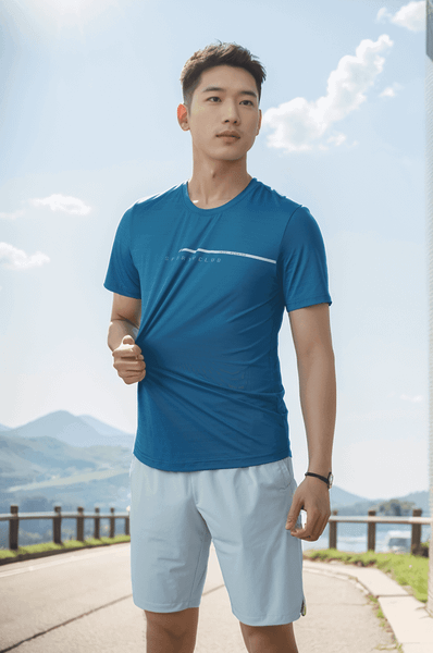 Bộ áo phông nam thể thao in ngực Tezo 25APOH039 - Quần đùi gió nam thể thao Ultra short Tezo 24QDGT008