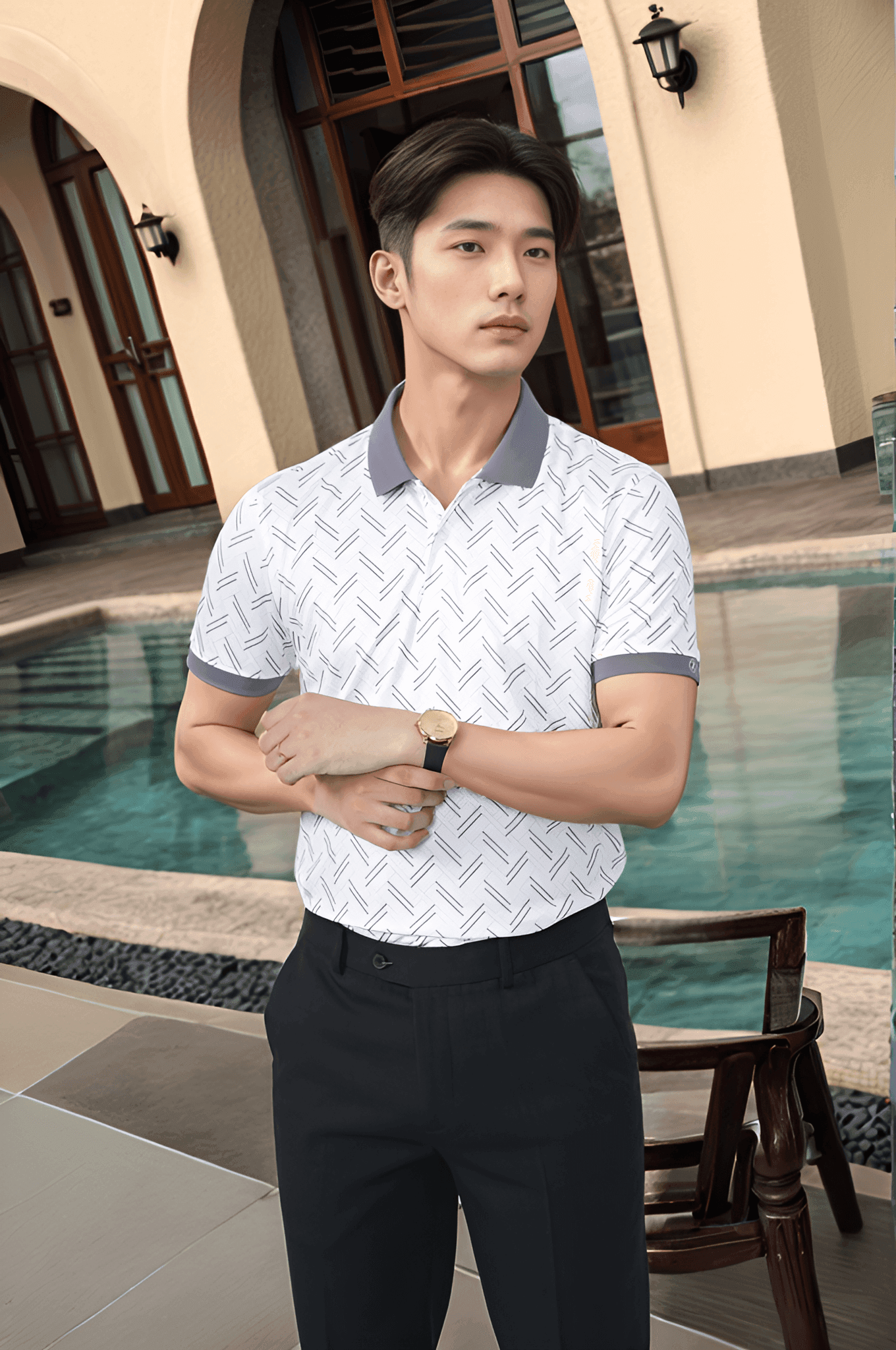 Áo polo nam in họa tiết Tezo - 25APCH071