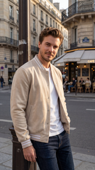 Áo khoác nam da lộn cổ bomber Tezo - 25ADBT006