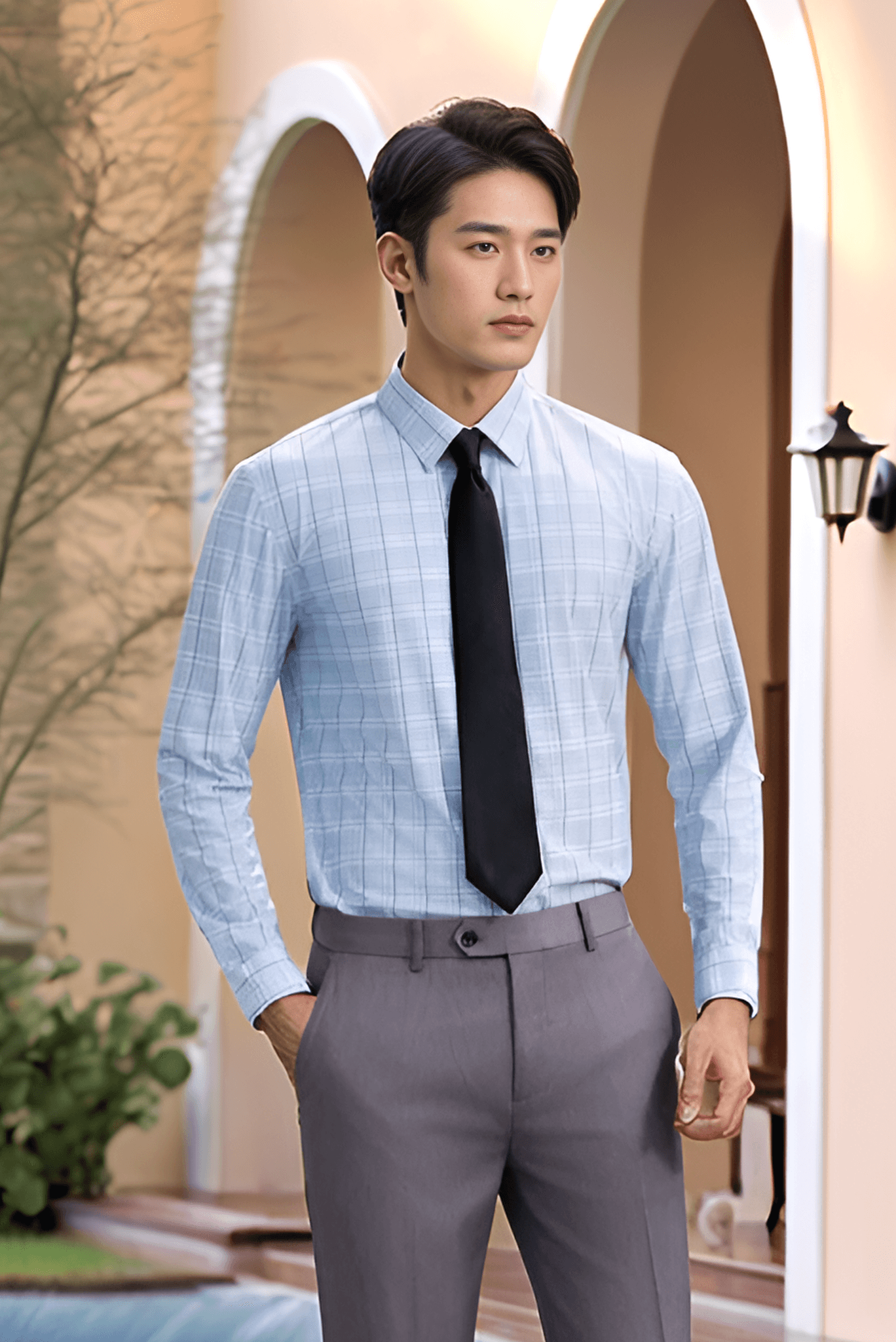 Áo sơ mi nam dài tay kẻ caro, Slimfit Tezo - 25SMDC036