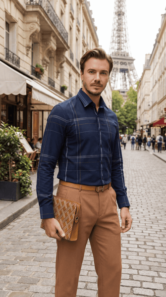 Sơ mi dài tay nam Knit chống nhăn kẻ caro, slimfit Tezo - 25SMDH055
