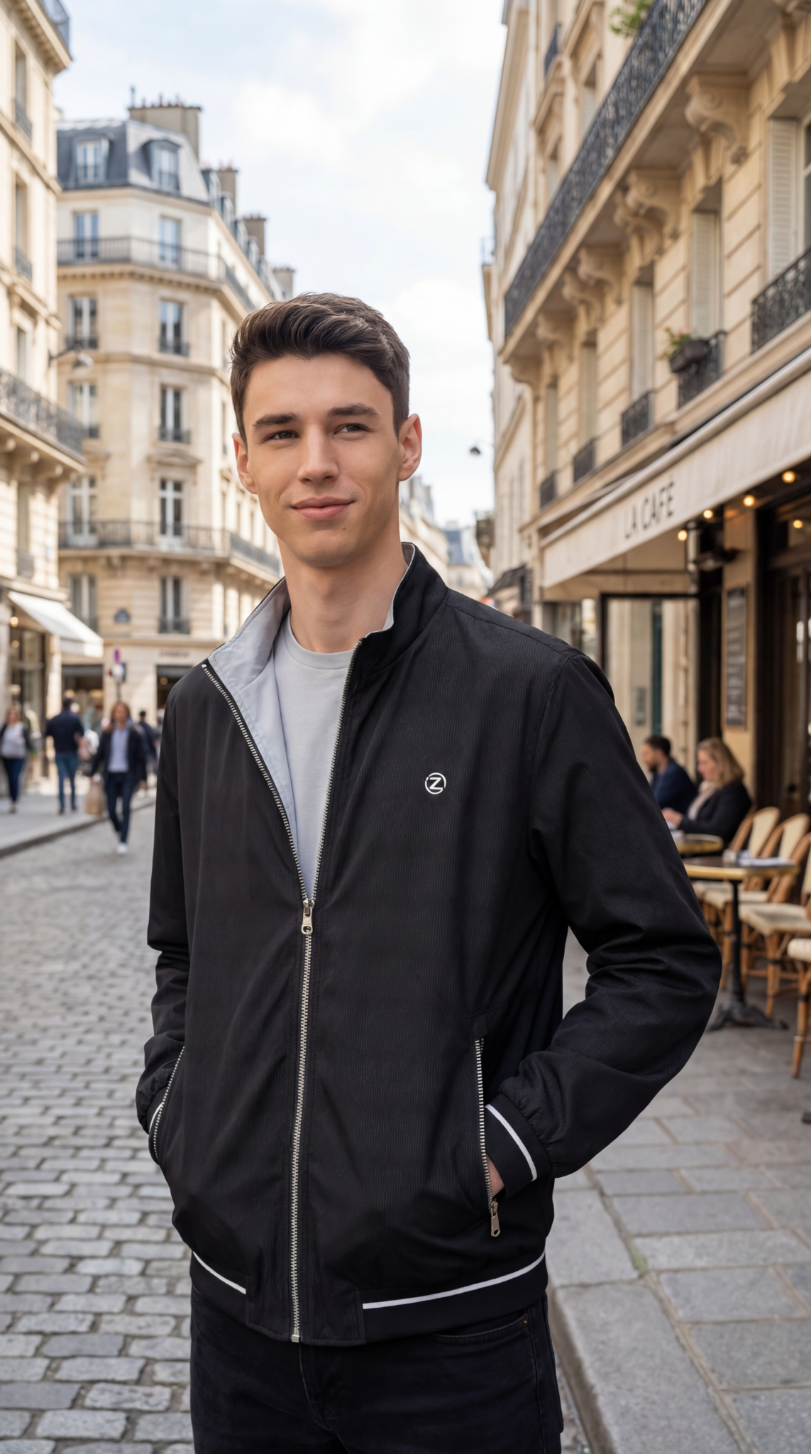 Áo gió nam 2 mặt cổ 5 phân họa tiết Tezo - 25AG5H035