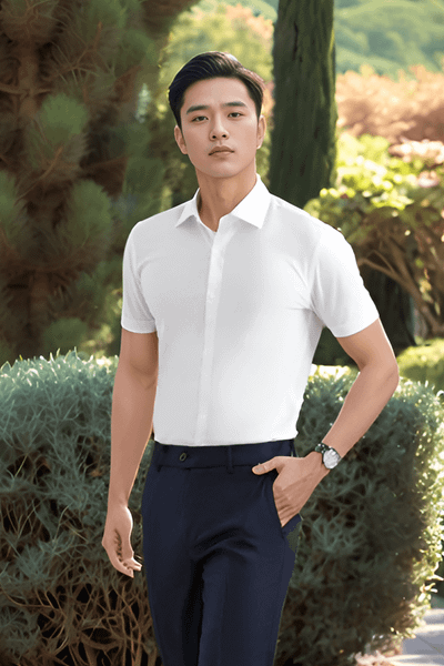 Áo sơ mi nam cộc tay For Boss họa tiết chìm, bodyfit Tezo-25SMCH030