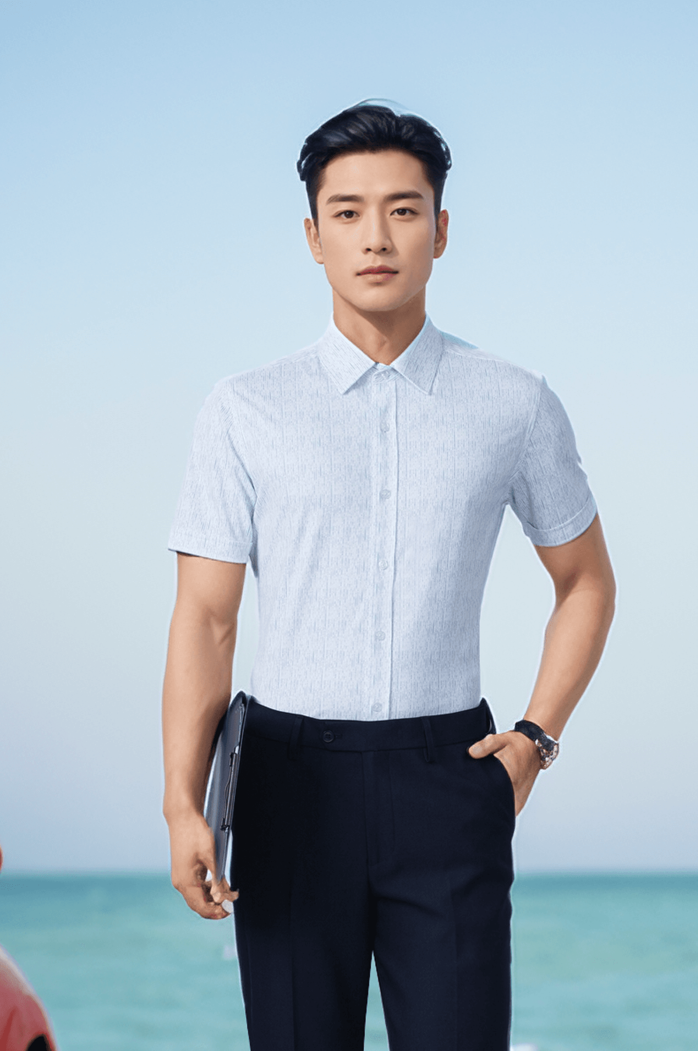 Áo sơ mi cộc tay nam Knit chống nhăn họa tiết, slimfit Tezo - 25SMCH022