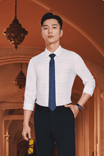 Áo sơ mi nam dài tay sợi tre form body kẻ caro Tezo - 24SMDC027