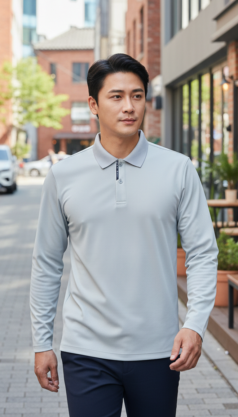 Áo polo nam dài tay in nẹp Tezo - 25APDT027