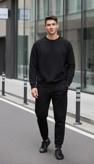 Bộ áo nỉ nam thể thao cổ tròn 25ANOT018 - Quần nỉ nam thể thao Tezo 25QNDT018