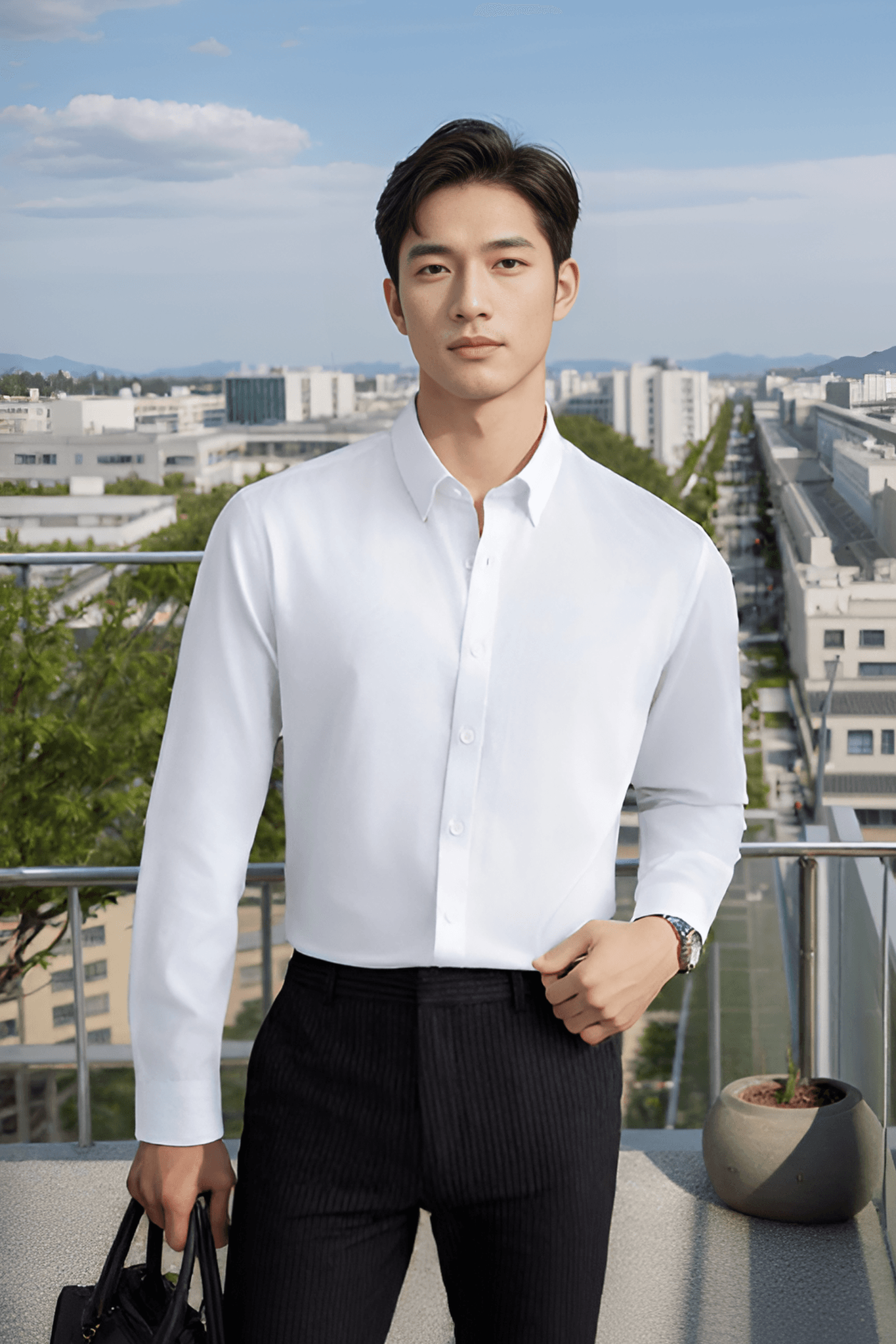 Áo sơ mi nam dài tay For Boss tay họa tiết chìm, regular Tezo-25SMDH051