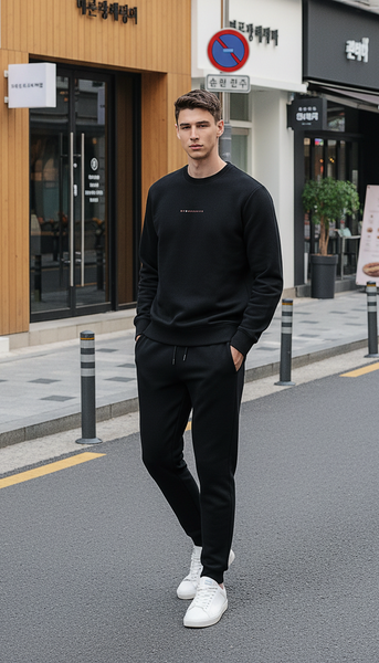 Bộ áo nỉ nam thể thao cổ tròn 25ANOT019 - Quần nỉ nam thể thao Tezo 25QNDT019