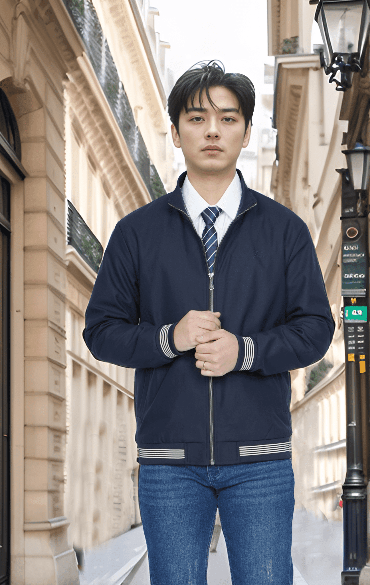 Áo Jacket kaki nam cổ 5 phân lót lông Tezo - 24AKK5029