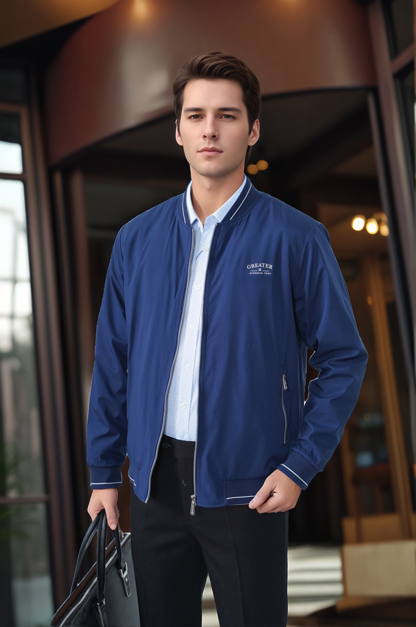 Áo gió nam cổ bomber lót lông Tezo - 25AGBT040