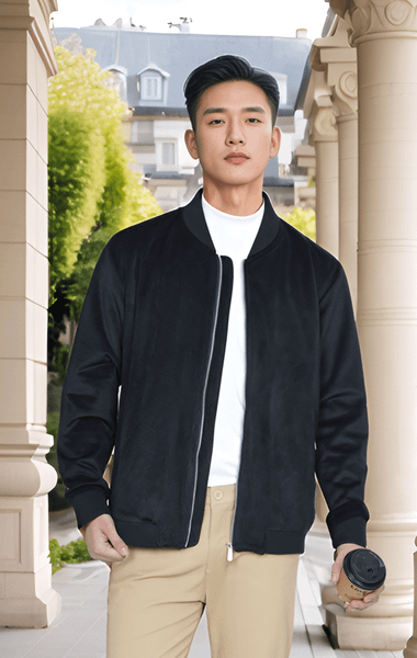 Áo khoác nỉ nhung cổ bomber cao cấp Tezo - 24AKBN003