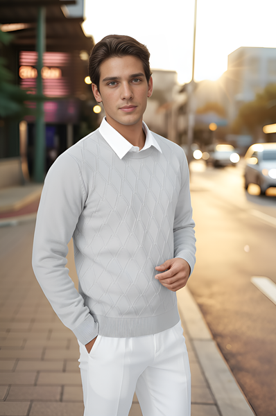 Áo len nam cổ tròn họa tiết Tezo - 25ALOT007