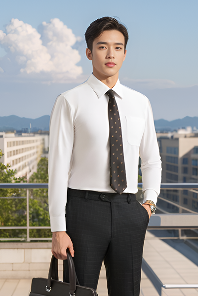 Áo sơ mi nam dài tay For Boss tay họa tiết chìm có túi, regular Tezo-25SMDH050