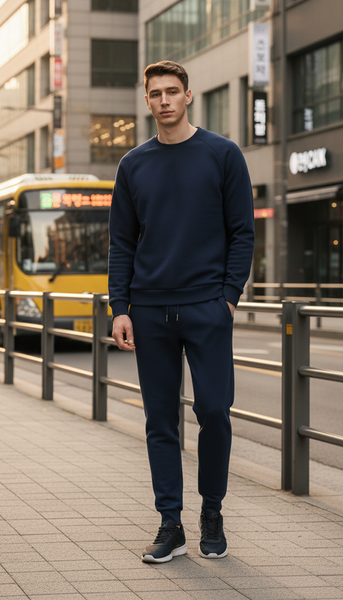 Bộ áo nỉ nam thể thao cổ tròn 25ANOT018 - Quần nỉ nam thể thao Tezo 25QNDT018