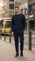 Bộ áo nỉ nam thể thao cổ tròn 25ANOT018 - Quần nỉ nam thể thao Tezo 25QNDT018