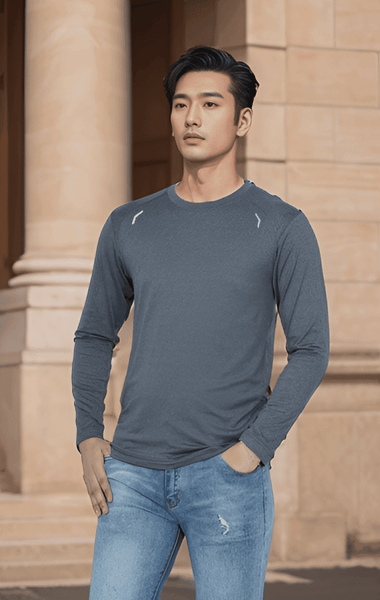 Áo thun nam giữ nhiệt cổ tròn in ngực Tezo - 24ATOT018