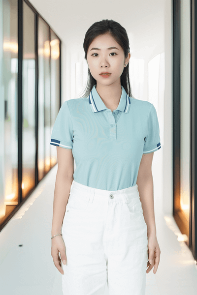 Áo polo nữ đồng phục thiết kế phối bo Tezo - 23APCD042