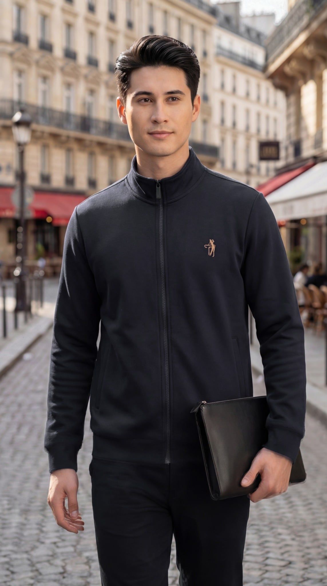 Áo bộ nỉ nam thể thao kéo khóa Tezo - 25ANKT014