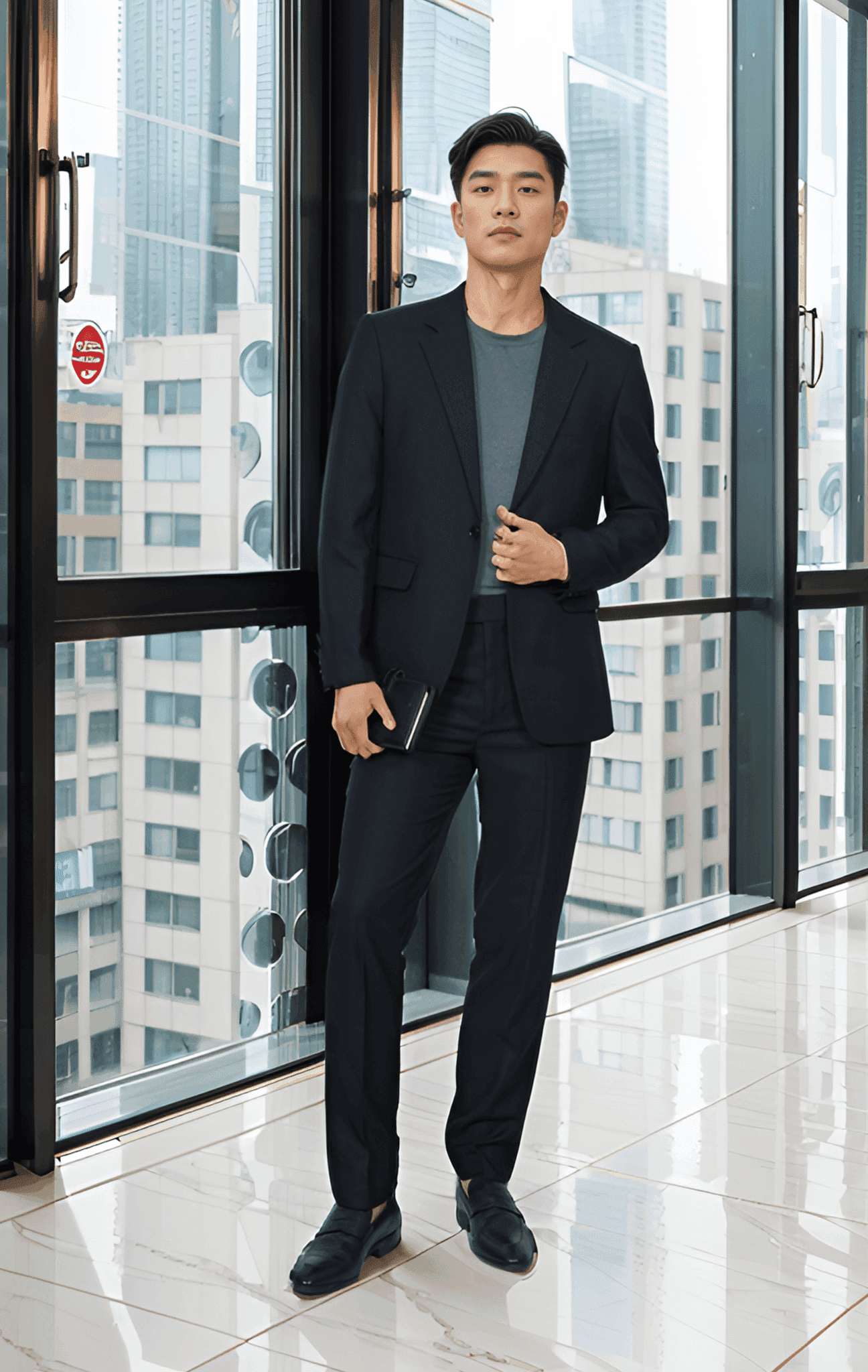 Bộ áo vest 1 cúc kẻ caro Tezo 24AVBC007 - Quần vest kẻ caro Tezo 24QAVC007
