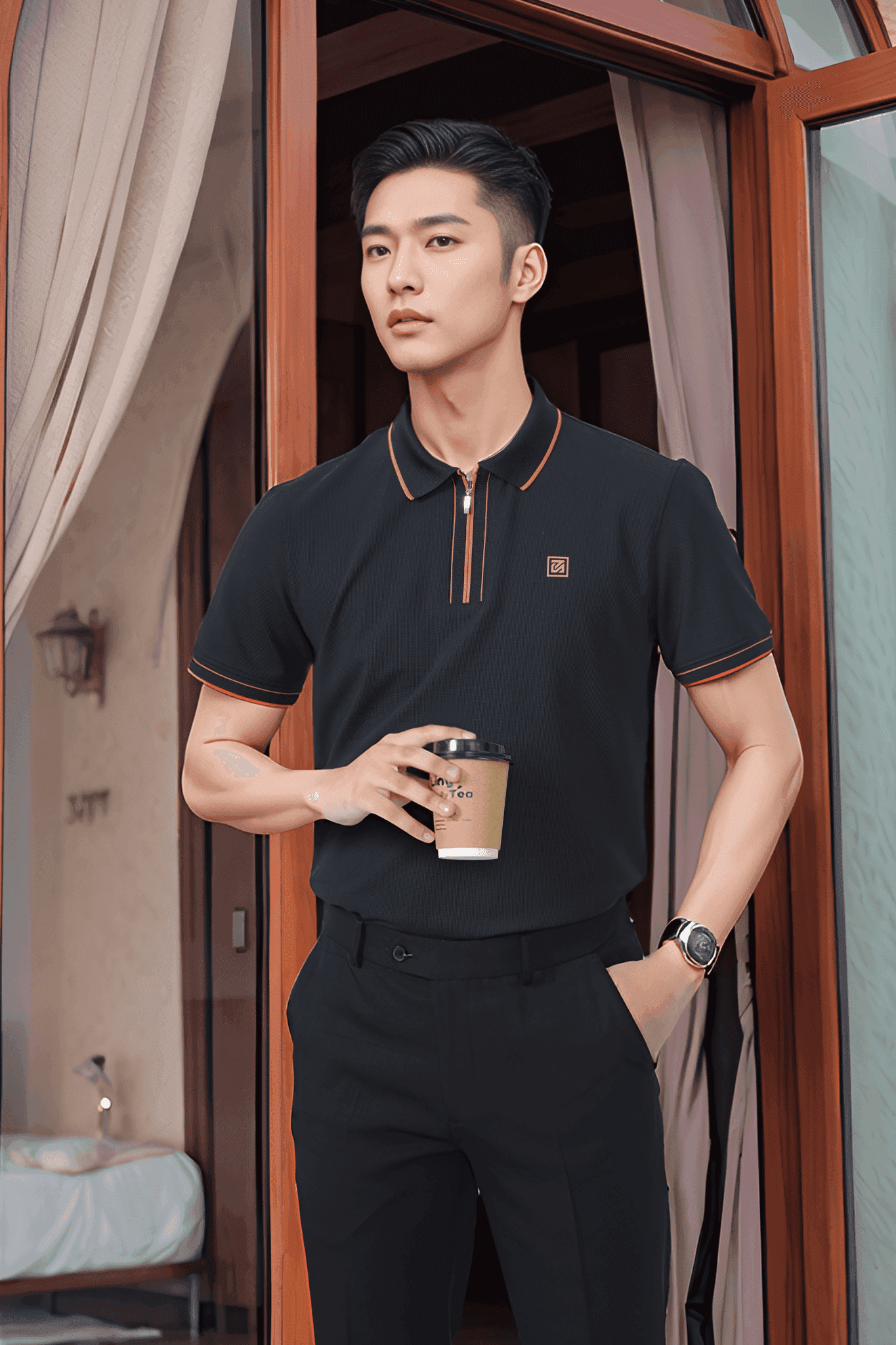 Áo polo nam thiết kế cổ khóa Tezo - 25APCT075