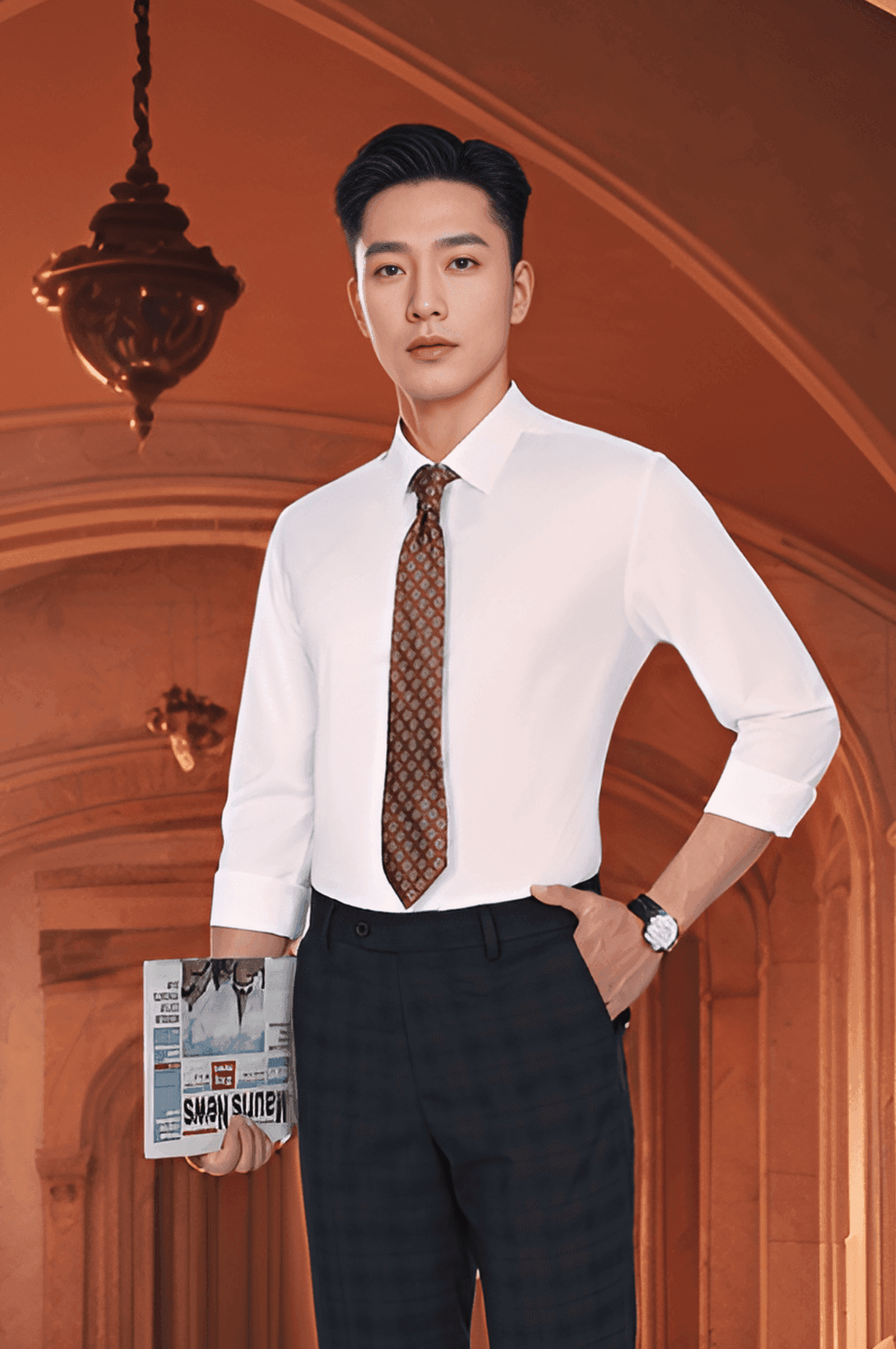 Áo sơ mi nam dài tay sợi visco form body họa tiết Tezo - 24SMDH023