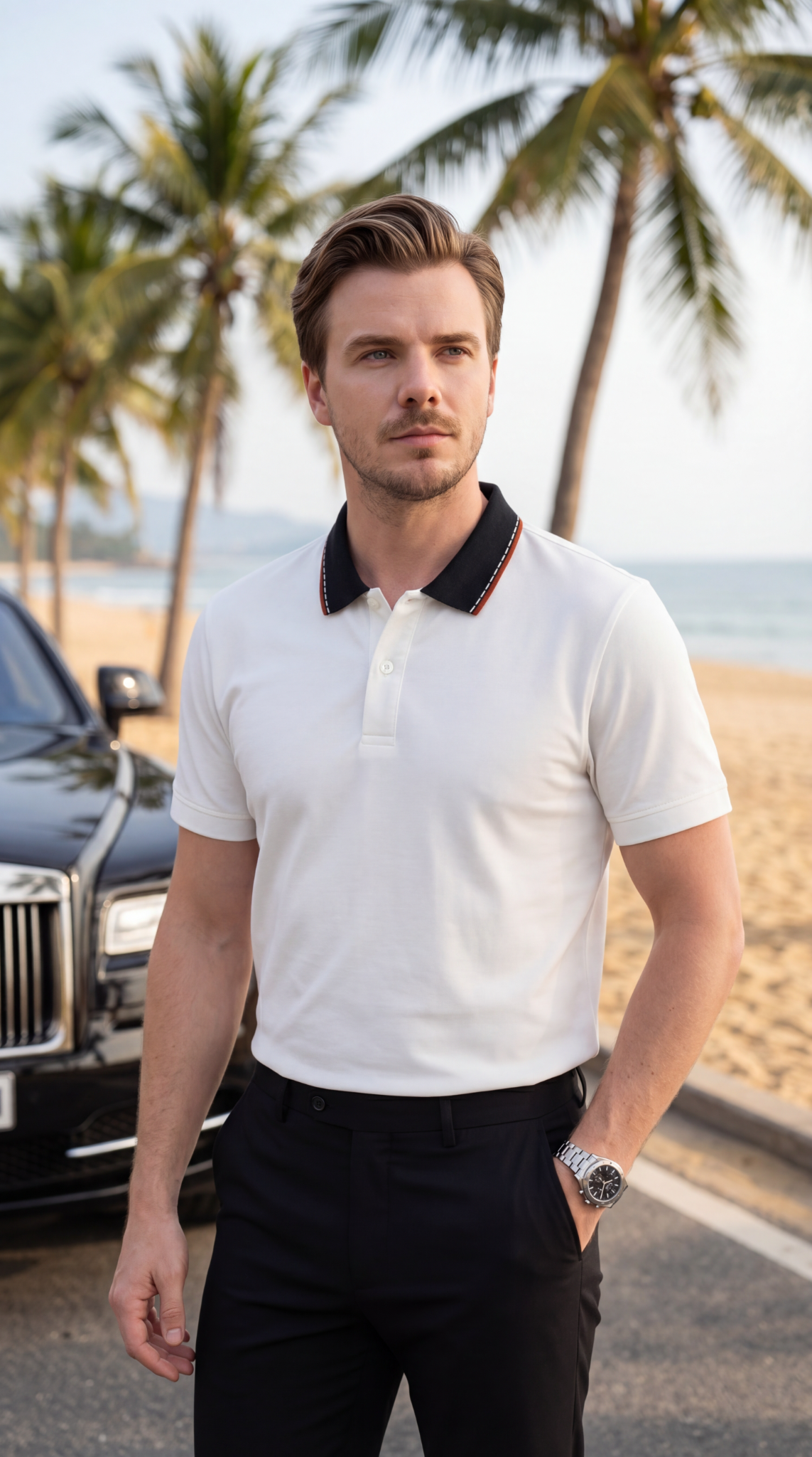 Áo polo nam thiết kế phối bo Tezo - 26APCT098