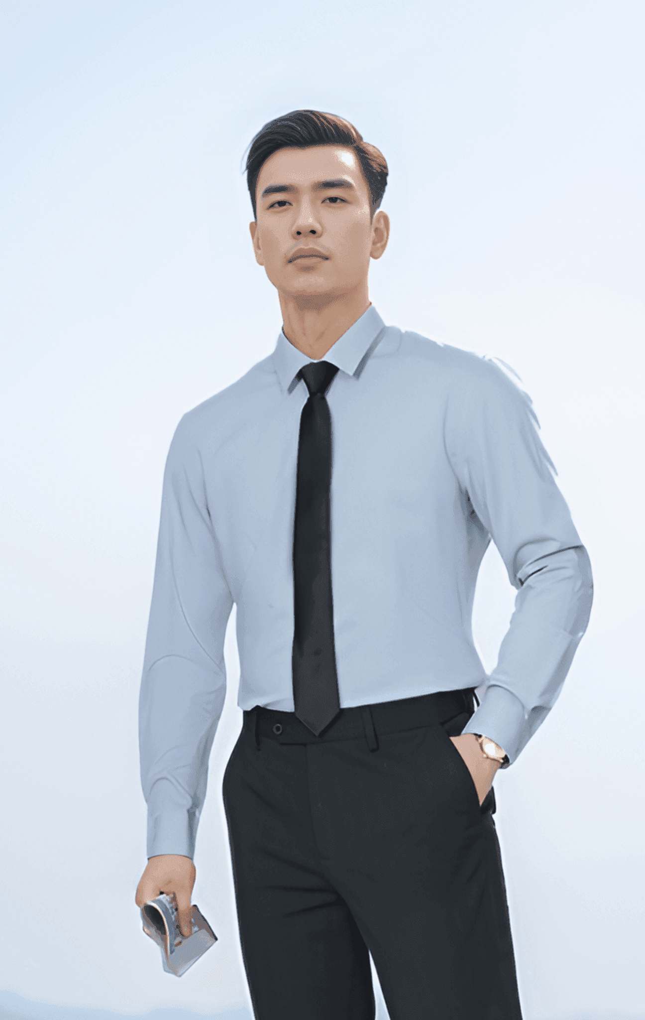Áo sơ mi nam dài tay form body trơn Tezo - 24SMDB020