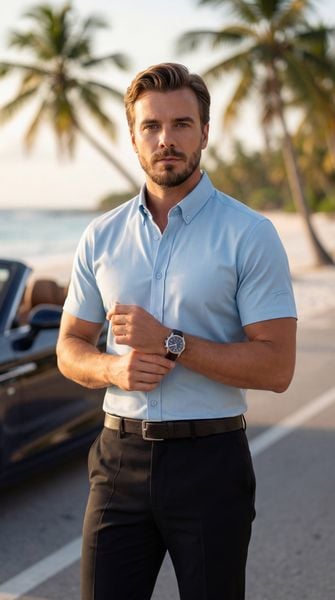 Áo sơ mi nam cộc tay, slimfit Tezo -26SMCB063