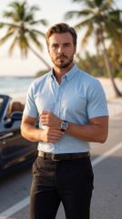 Áo sơ mi nam cộc tay, slimfit Tezo -26SMCB063