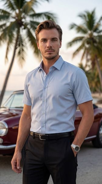 Áo sơ mi nam cộc tay For Boss họa tiết chìm, Slimfit Tezo - 26SMCH067