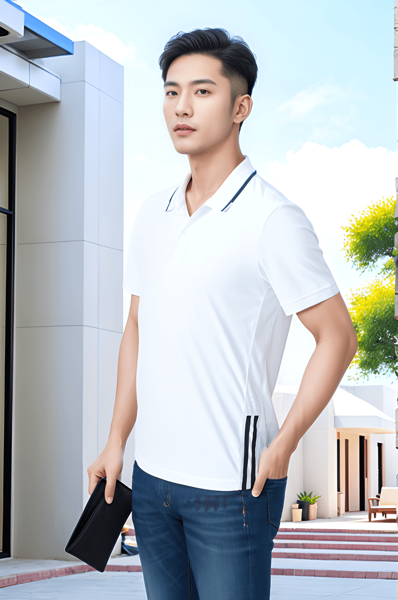 Áo polo nam thể thao in dọc sườn Tezo - 24APCT049