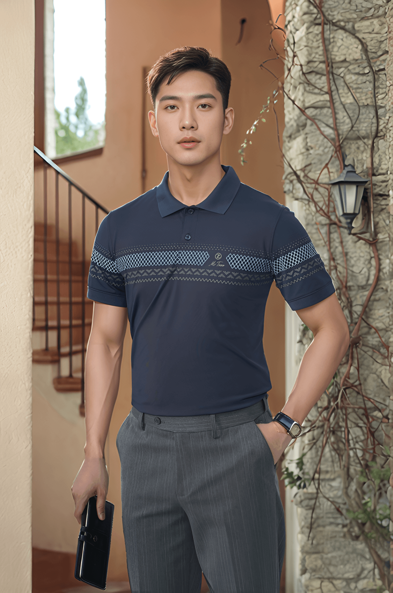 Áo polo nam thể thao in họa tiết StormFit Tezo - 25APCT093