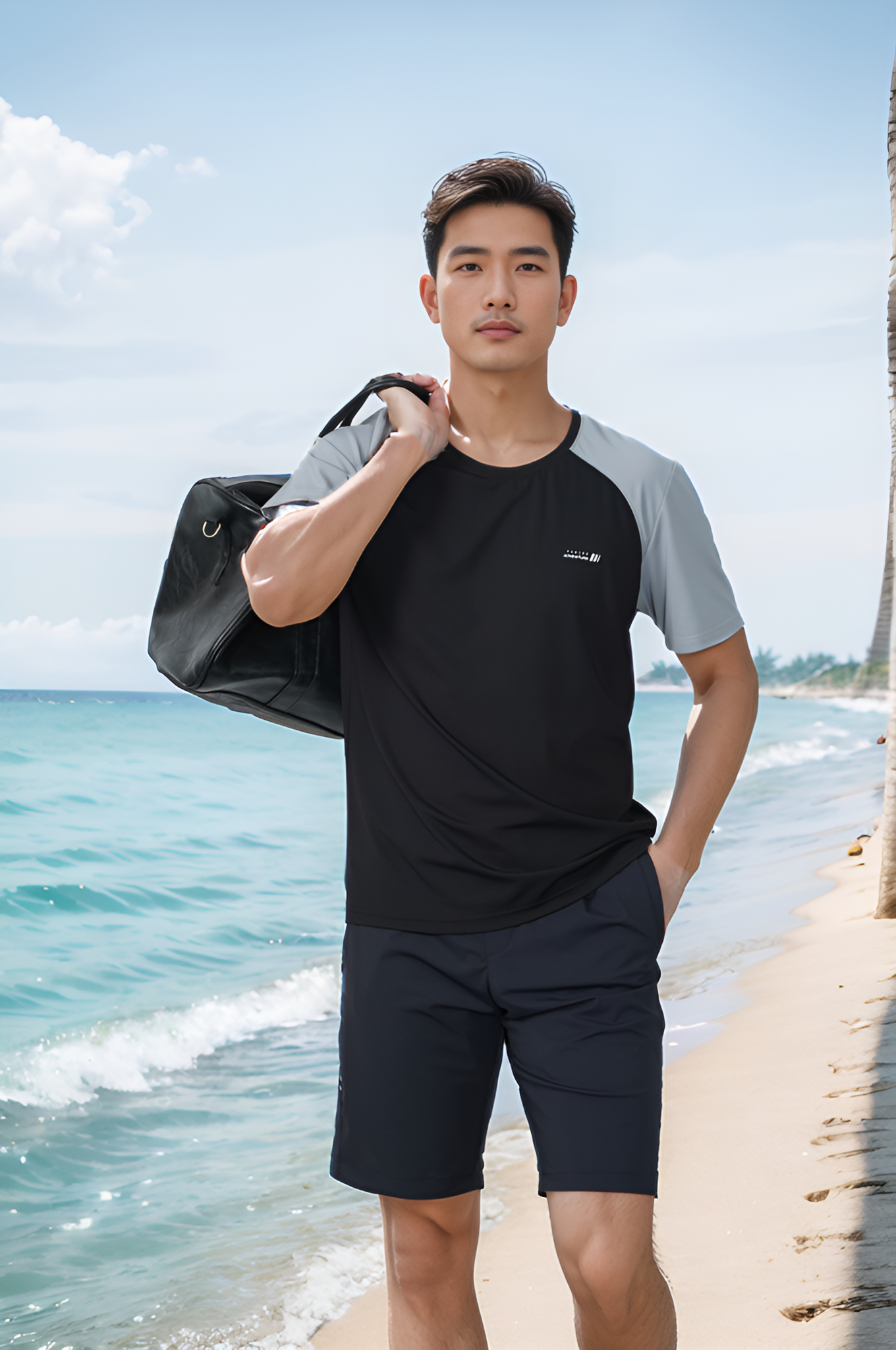 Áo phông nam thể thao phối tay raglan Tezo - 25APOT045