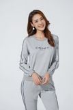 Áo bộ nỉ nữ cổ tròn in chữ Enioy Tezo - 22ANOT006