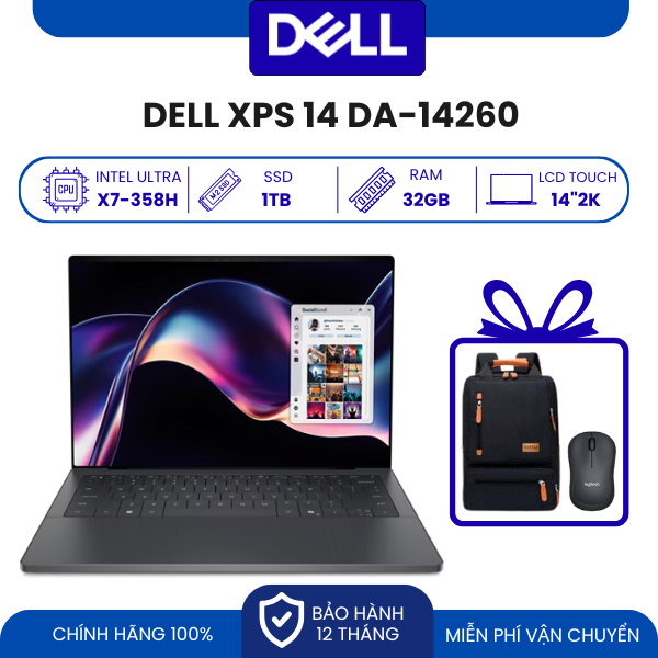 Order Dell XPS 14 DA14260 Ultra X7 358H RAM 32GB SSD 1TB 14 Inch Non-Touch 2K