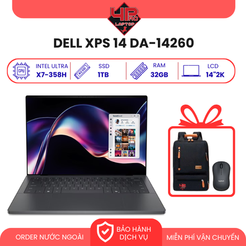 Order Dell XPS 14 DA14260 Ultra X7 358H RAM 32GB SSD 1TB 14 Inch Non-Touch 2K