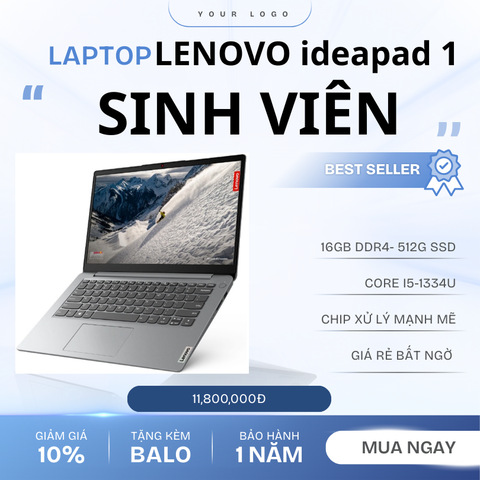 Laptop Lenovo IdeaPad 1  i5-1334U  16GB Ram 512GB SSD 15.6' FHD