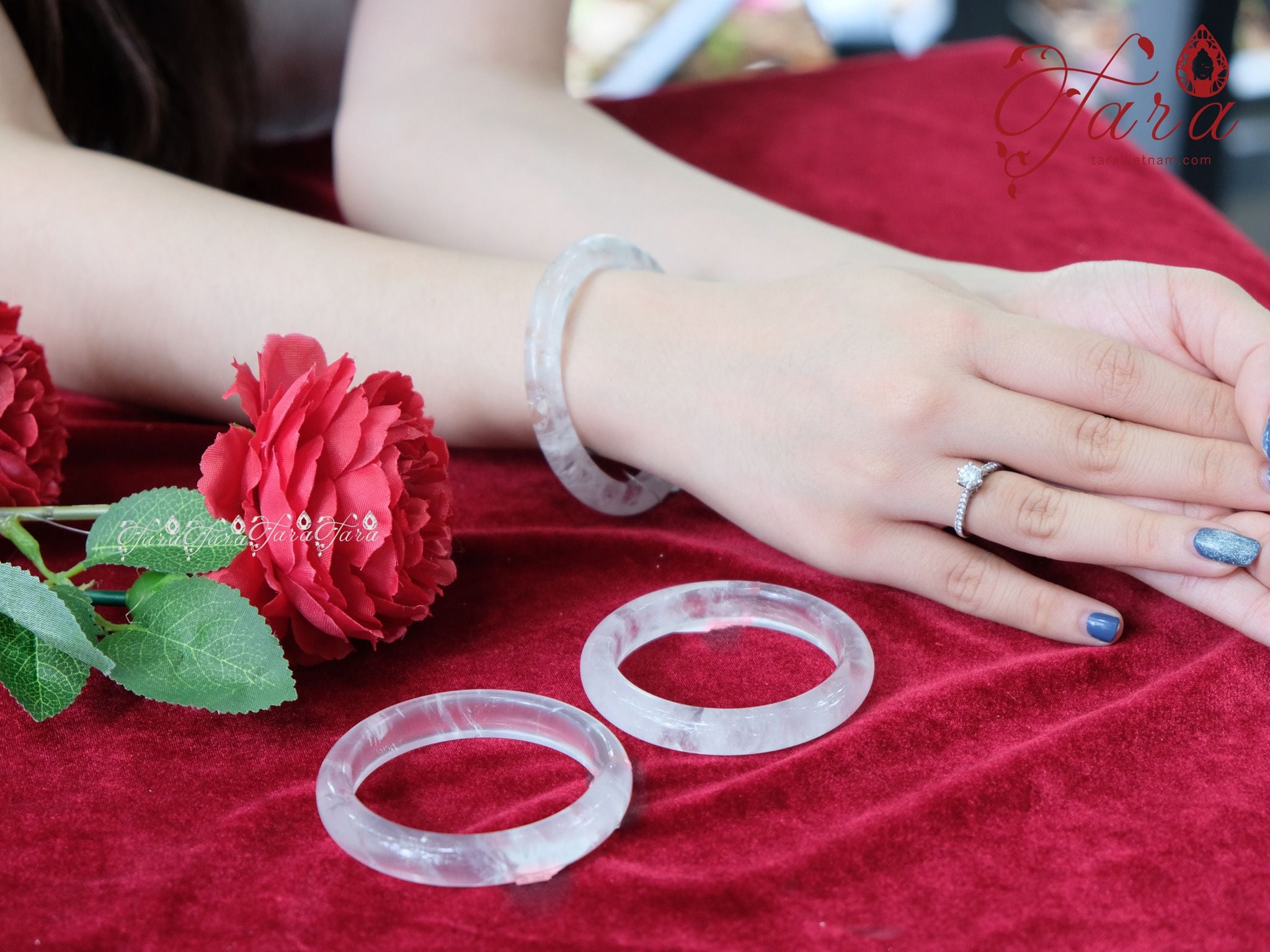  Vòng Bản Thạch Anh Trắng 