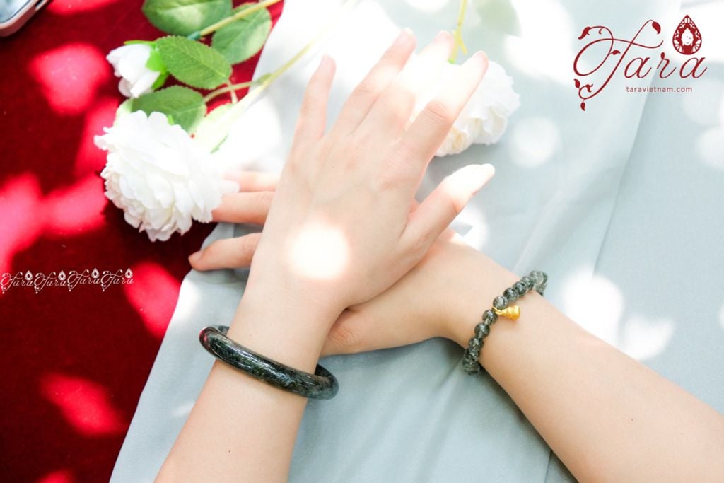  Vòng Bản Thạch Anh Tóc Xanh 