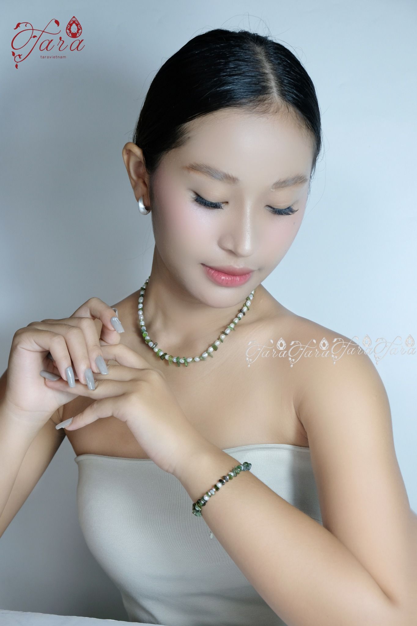  Bộ Ngọc Trai và Tourmaline Xanh 