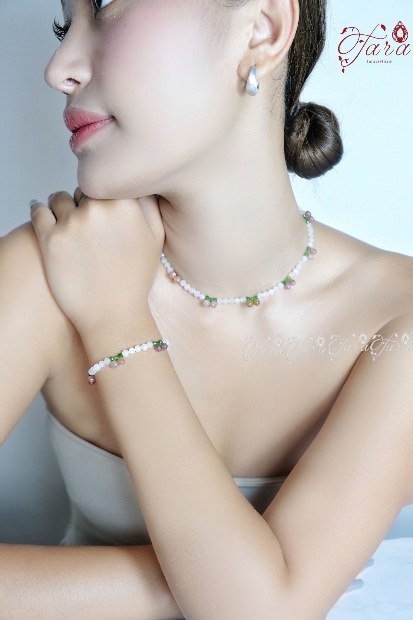  Bộ Cherry đá Diopside, Moonstone và Tourmaline 