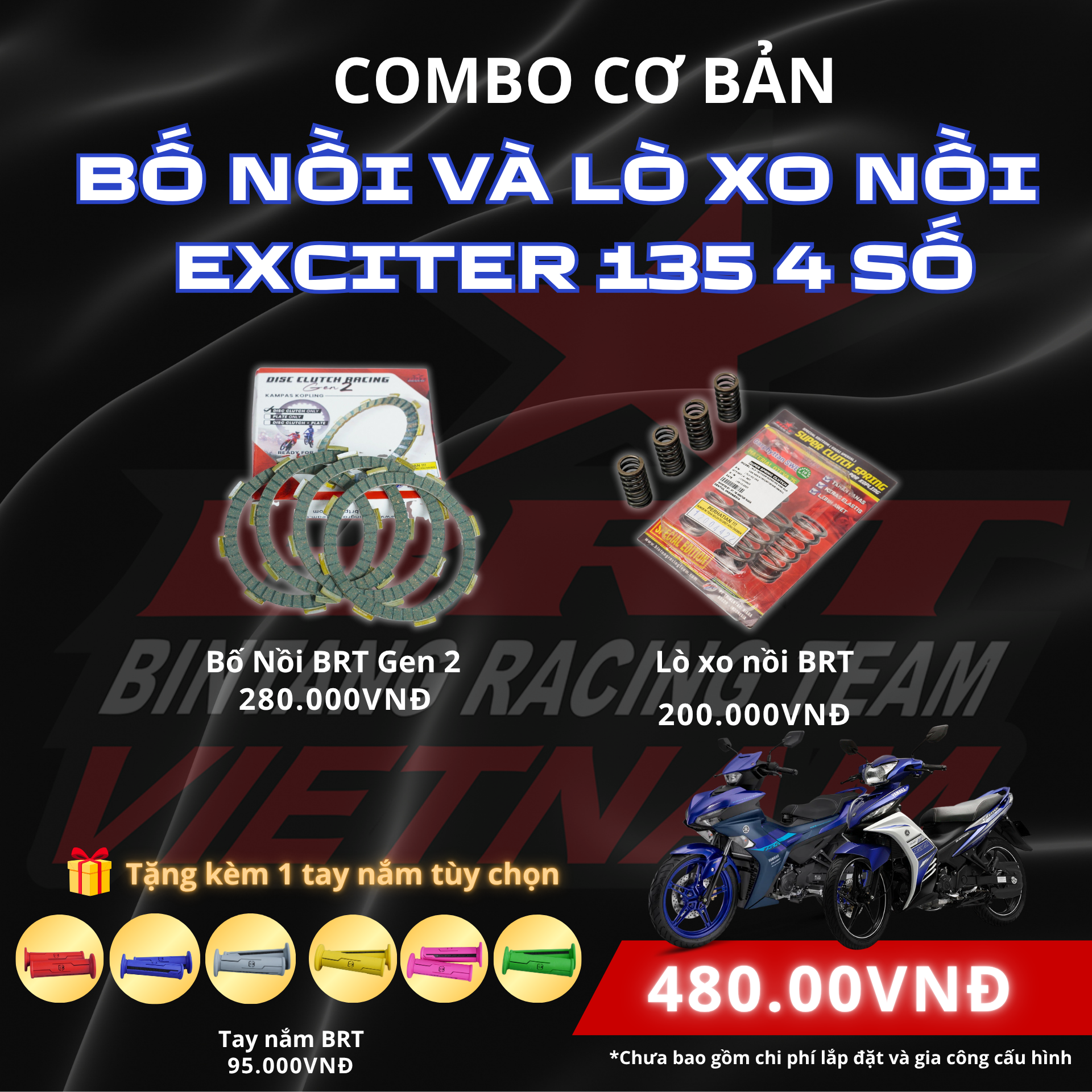  COMBO Bố Nồi BRT GEN 2 + Lò Xo Nồi BRT Dành Cho Exciter 135 4S, Cải Thiện Hiệu Năng Tăng Tốc Tối Đa - Kèm Phần Quà Siêu Hấp Dẫn 