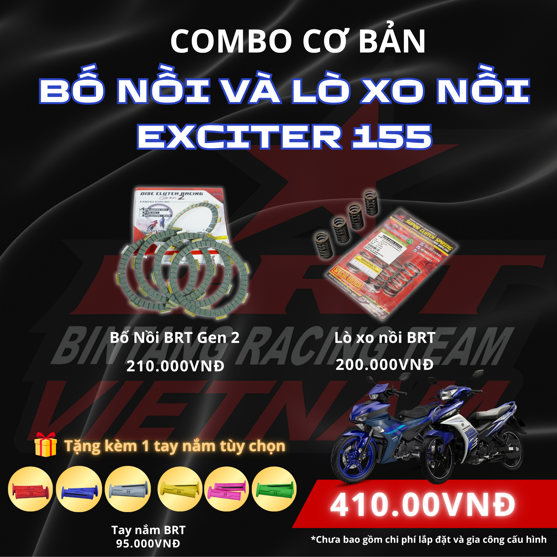  COMBO Bố Nồi BRT GEN 2 + Lò Xo Nồi BRT Dành Cho Exciter 155 VVA, MT15 VVA, R15 VVA - Kèm Phần Quà Siêu Hấp Dẫn 