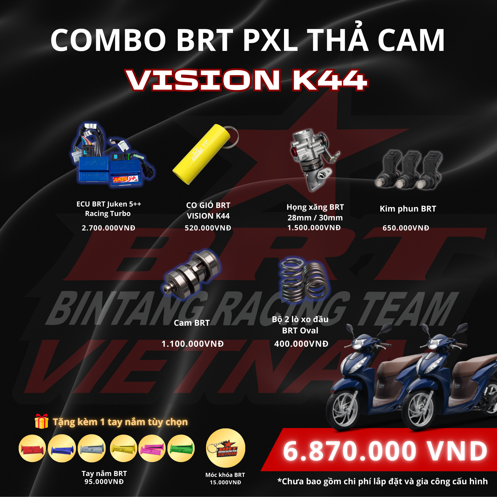  COMBO Pô Xăng Lửa Thả Cam dành cho Vision K44/ Beat 