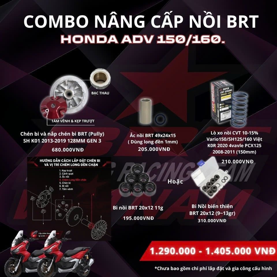  COMBO NỒI TAY GA -CHÉN BI BRT HONDA ADV 150/160 