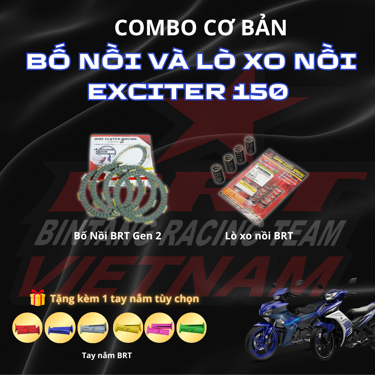 COMBO Bố Nồi BRT GEN 2 + Lò Xo Nồi BRT Dành Cho Exciter150, Cải Thiện Hiệu Năng Tăng Tốc Tối Đa - Kèm Phần Quà Siêu Hấp Dẫn 