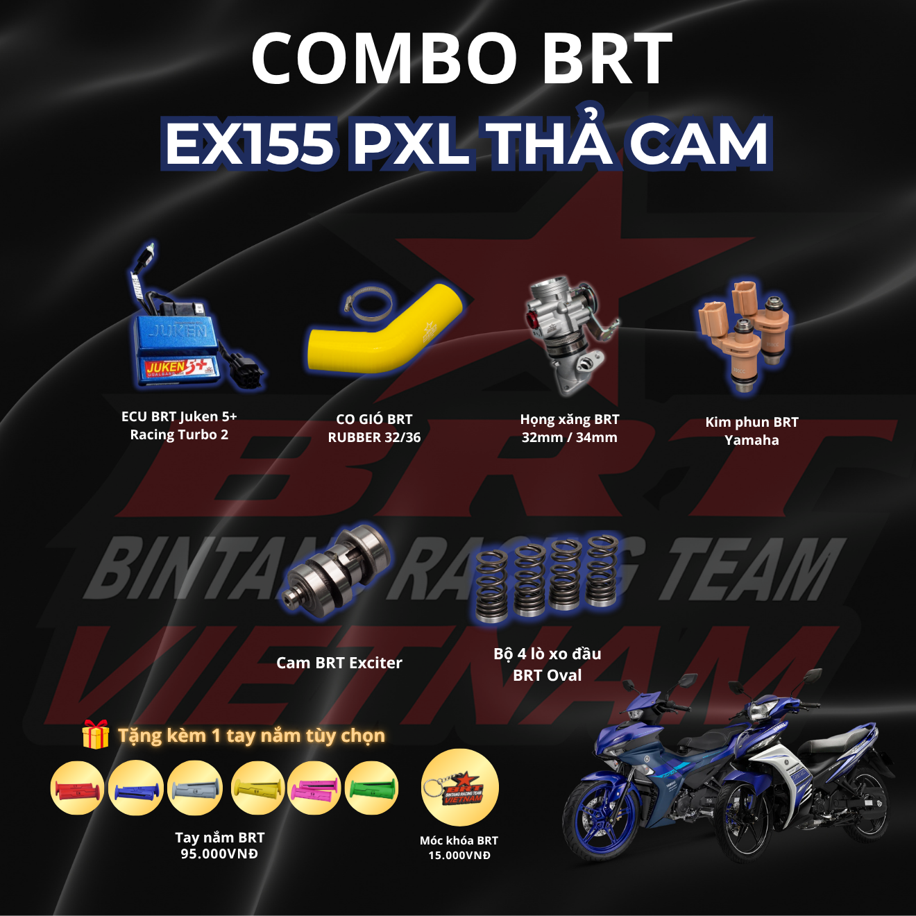  COMBO Pô Xăng Lửa Thả Cam dành cho Exciter155- Kèm Phần Quà Siêu Hấp Dẫn 